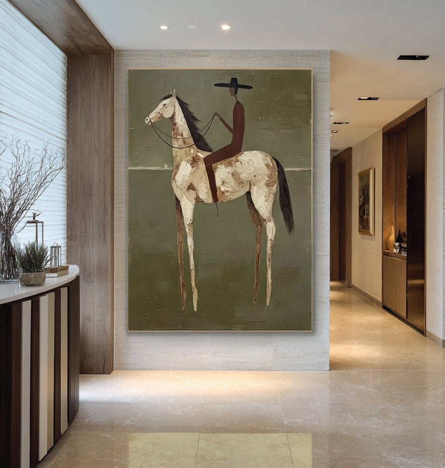 Large Abstract Horse Rider Painting #AVG 021 hand-painted oil painting