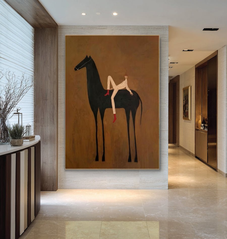 Large Abstract Horse Rider Wall Art #AVG 038 hand-painted oil painting