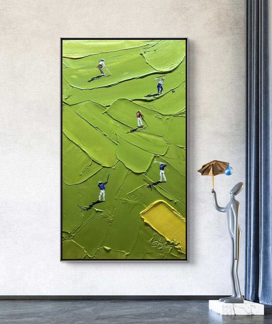 Large Abstract Impasto Golfers Art | artvistagallery  #WGA 022 hand-painted oil painting