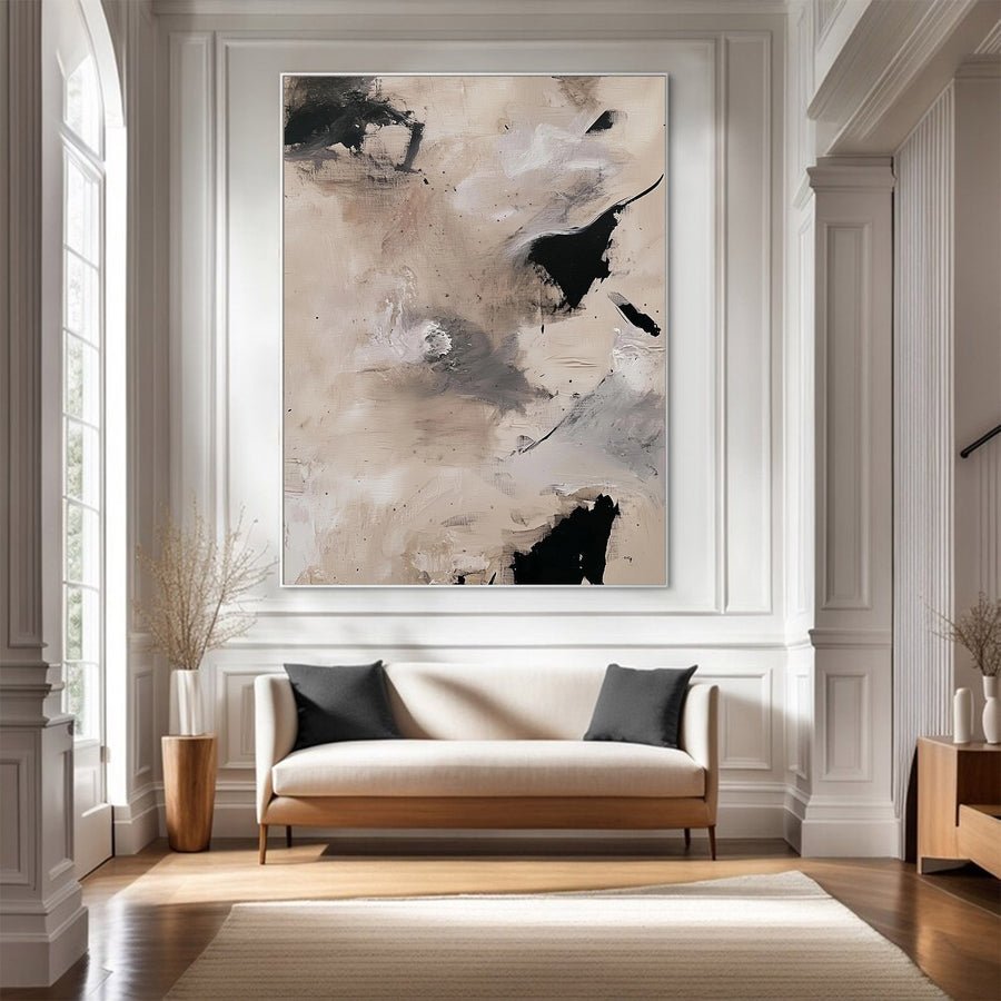 Large Abstract Neutral Expressionist Art | ArtvistaGallery  #WG 113 hand-painted oil painting