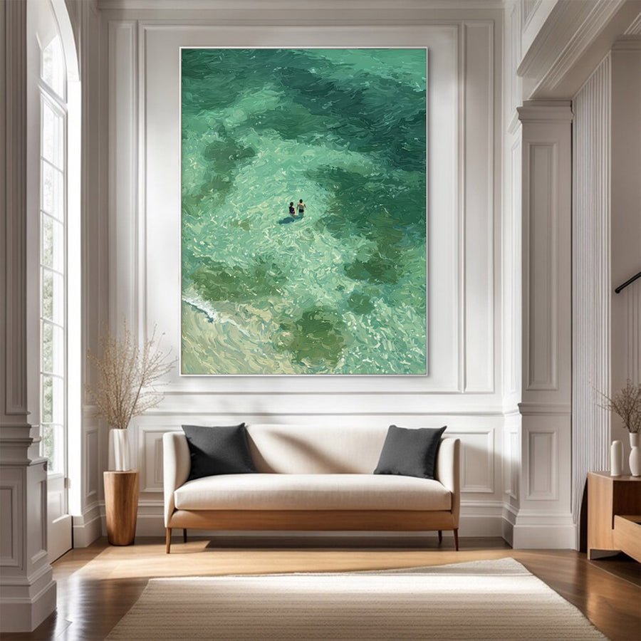 Large Abstract Ocean Aerial Art | artvistagallery  #WGA 015 hand-painted oil painting