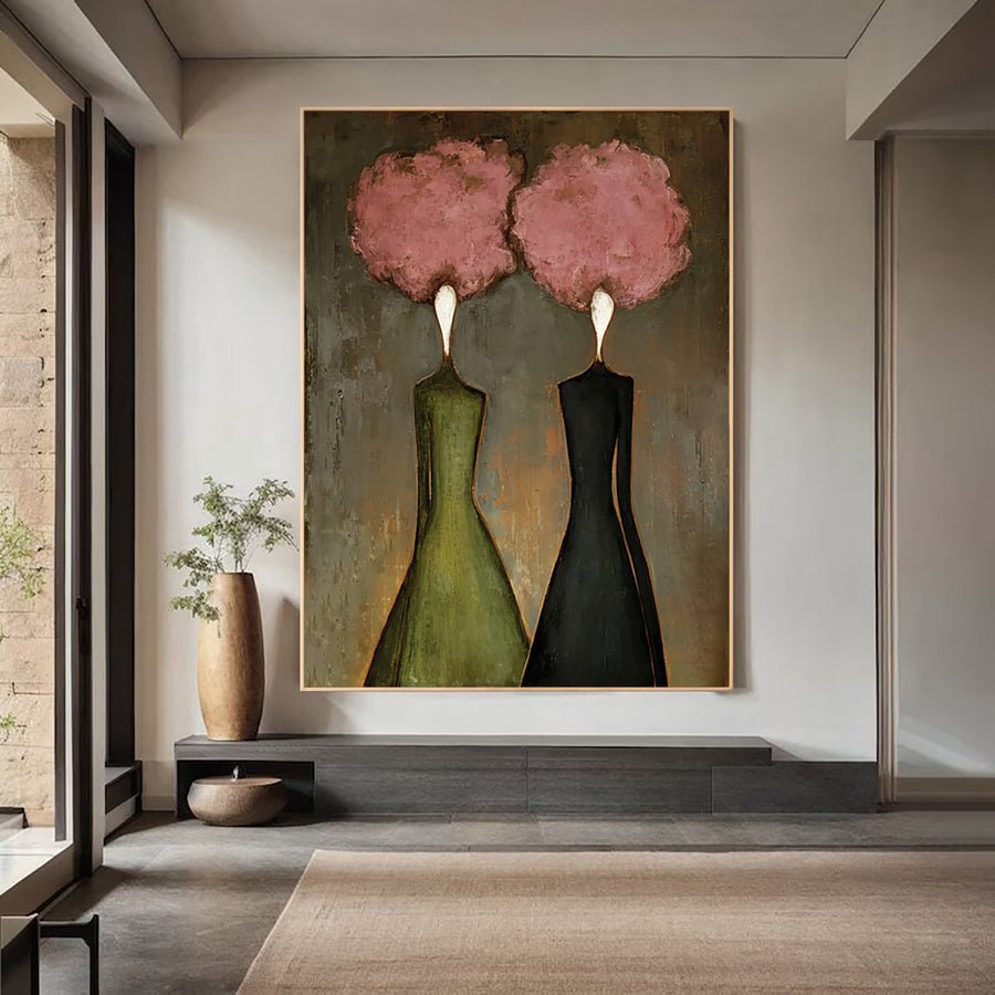 Large Abstract Pink Portrait Painting #WAB 036 hand-painted oil painting