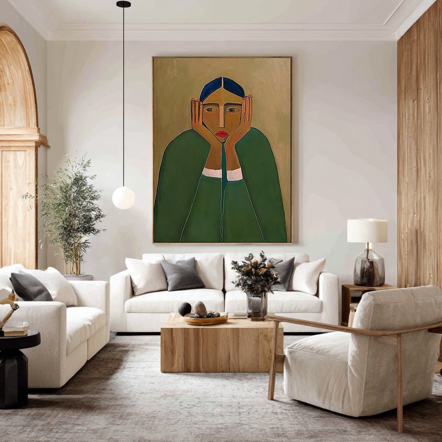 Large Abstract Portrait Oil Painting  #WAB 032 hand-painted oil painting