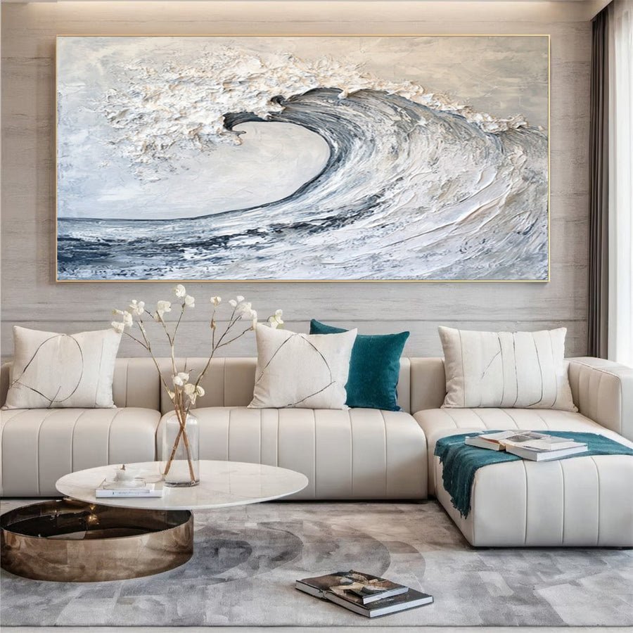 Large Abstract Sea Waves Artwork for Contemporary Wall Decor #OS 052 hand-painted oil painting