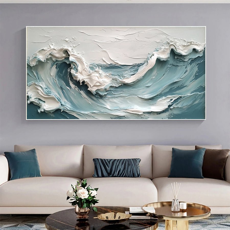 Large Abstract Sea Waves Artwork for Contemporary Wall Decor #OS 054 hand-painted oil painting