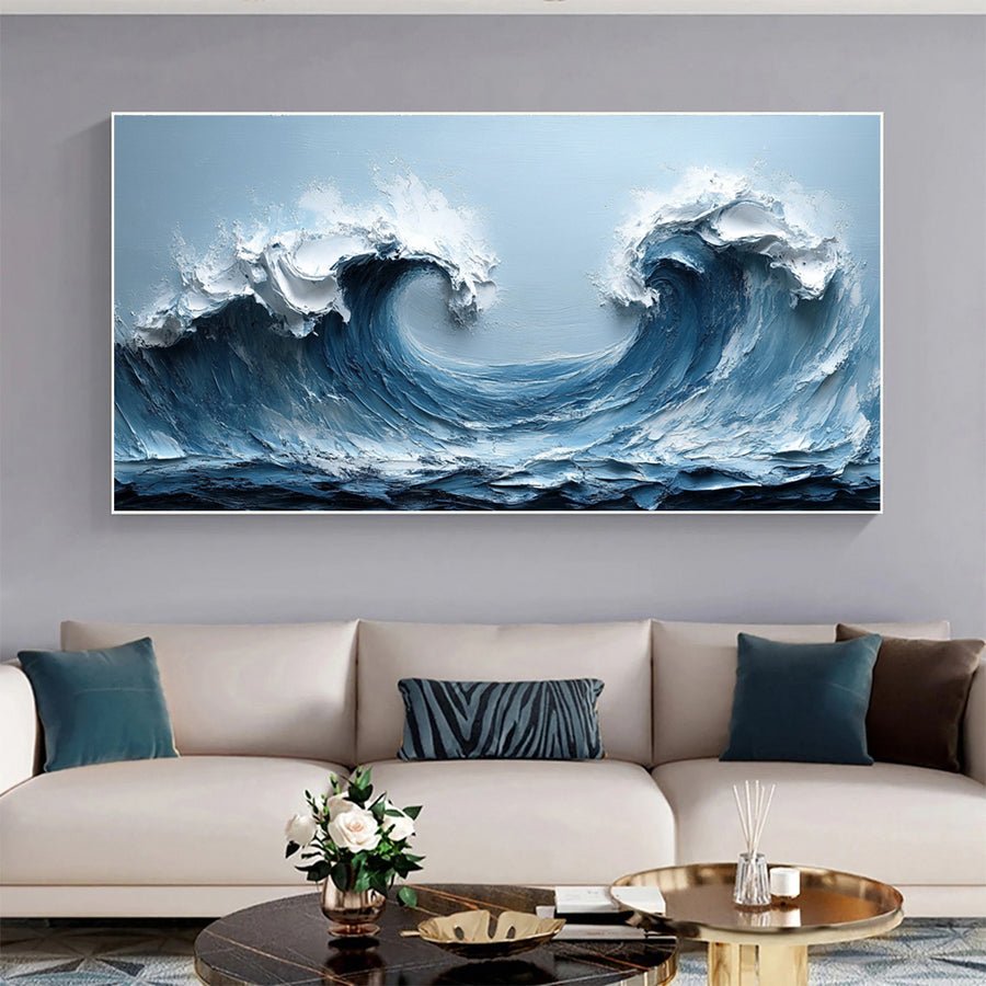 Large Abstract Sea Waves Artwork for Contemporary Wall Decor #OS 055 hand-painted oil painting