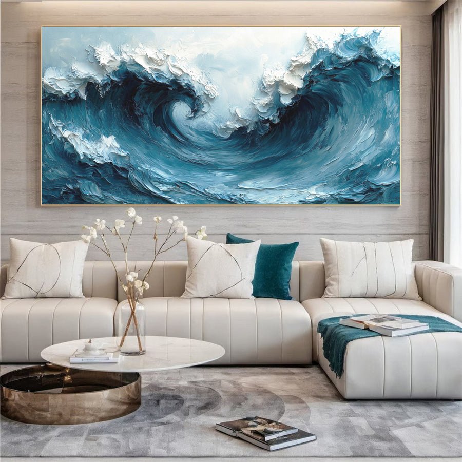 Large Abstract Sea Waves Artwork for Contemporary Wall Decor #OS 056 hand-painted oil painting