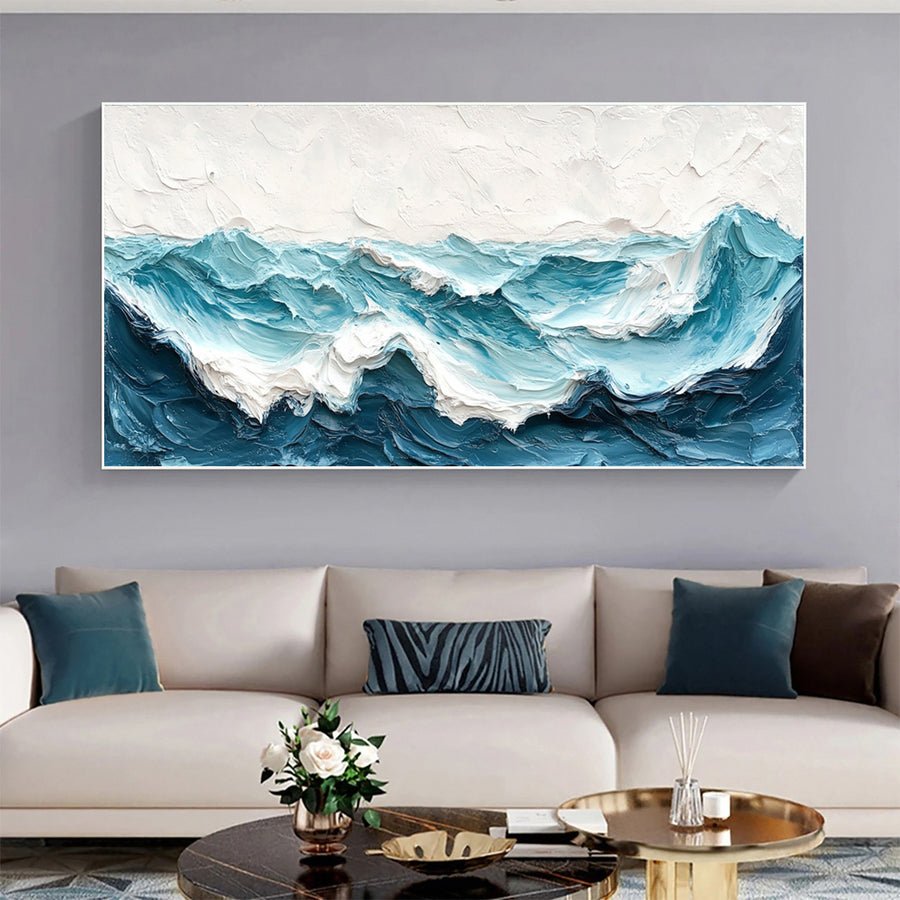 Large Abstract Sea Waves Artwork for Contemporary Wall Decor #OS 057 hand-painted oil painting