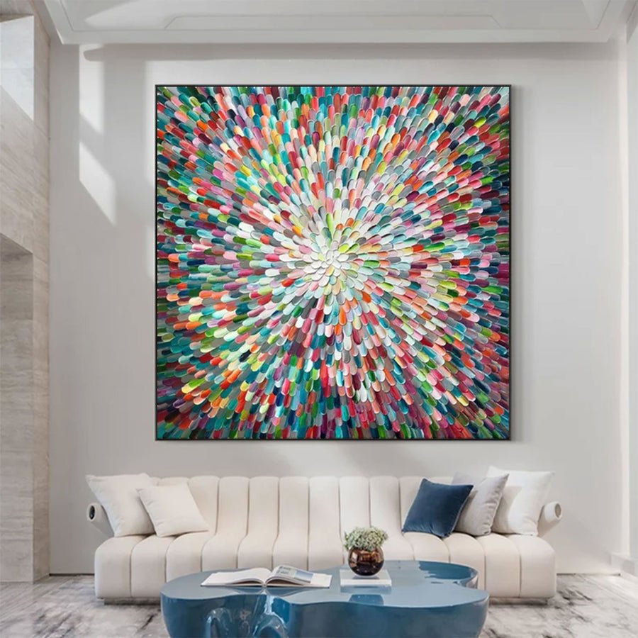 Large Abstract Textured Rainbow Swirl | artvistagallery  #WGA 033 hand-painted oil painting