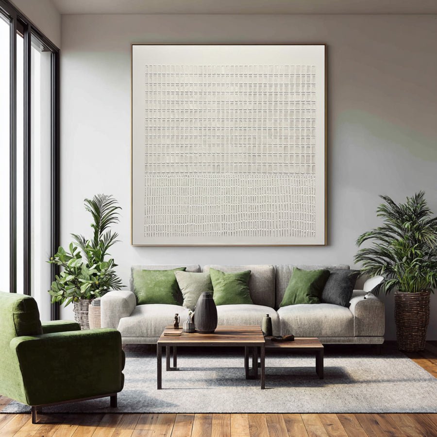 Large Beige Textured Abstract Oil Painting #WAB 017 hand-painted oil painting