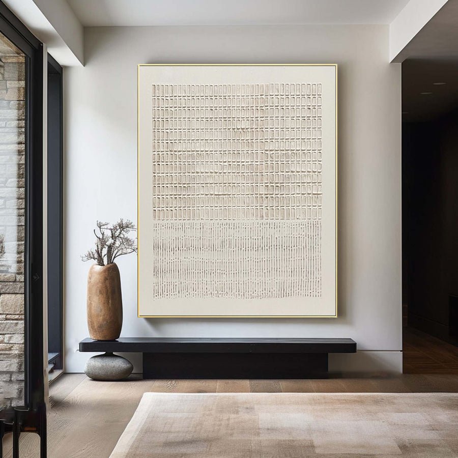 Large Beige Textured Abstract Oil Painting #WAB 021 hand-painted oil painting