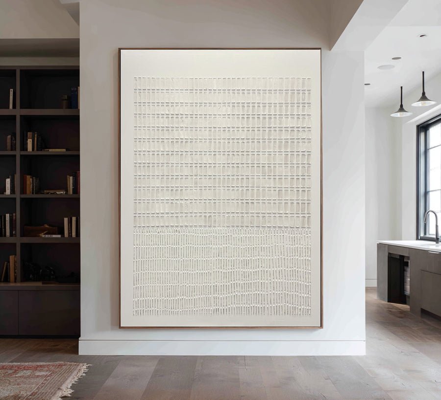 Large Minimalist Beige Grid Abstract Painting #WAB 024 hand-painted oil painting