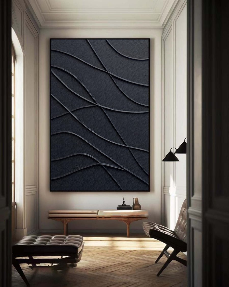 Large Black Canvas Art - Textured Wall Art for Contemporary Homes #BBA 059 hand-painted oil painting