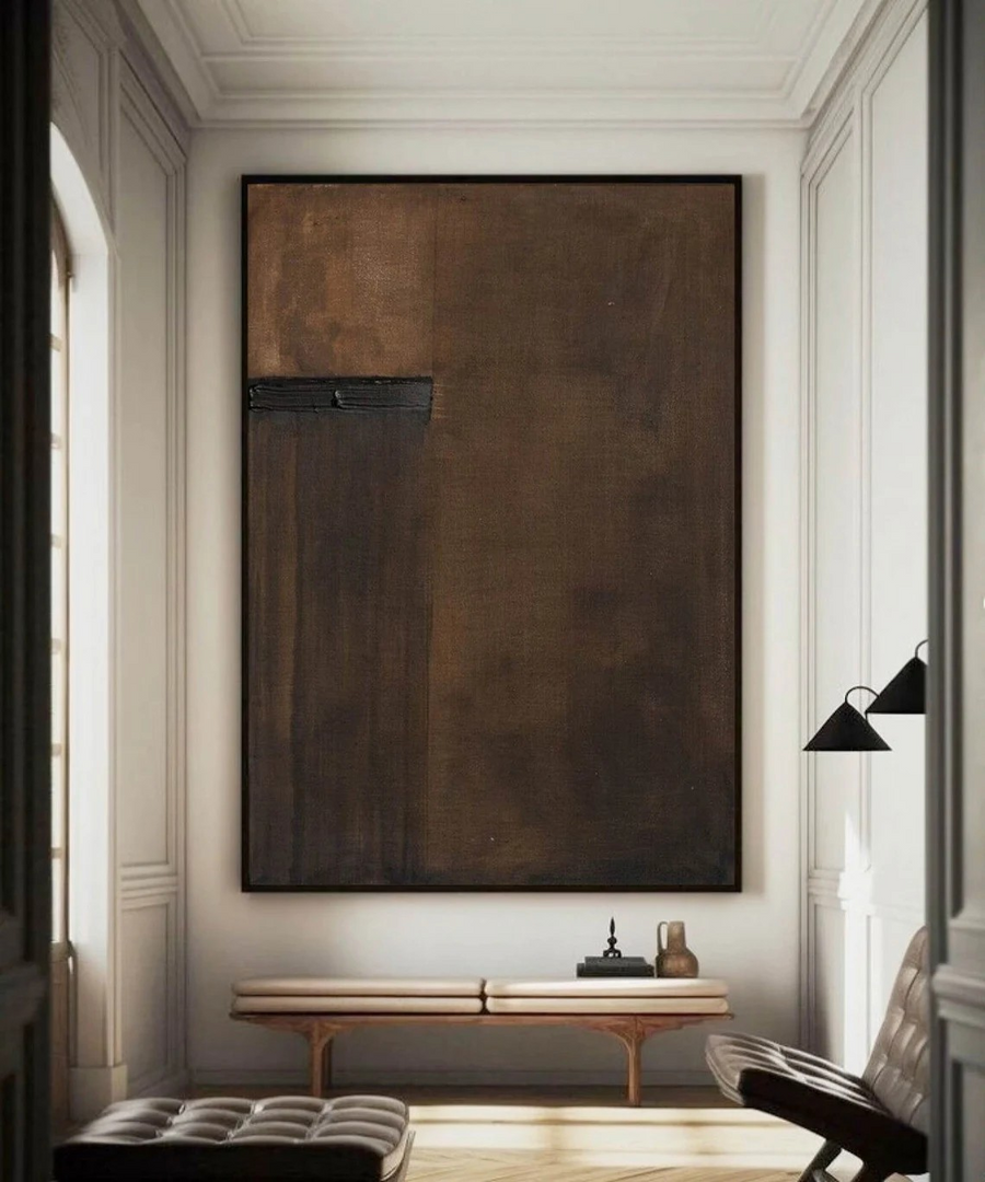 Large Brown Minimalist Painting, Wabi-Sabi Inspired Wall Art #BGA 080 hand-painted oil painting