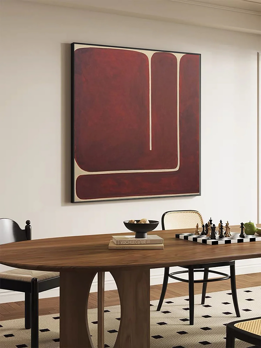 Large Burgundy Minimalist Wall Art #ART 008 hand-painted oil painting