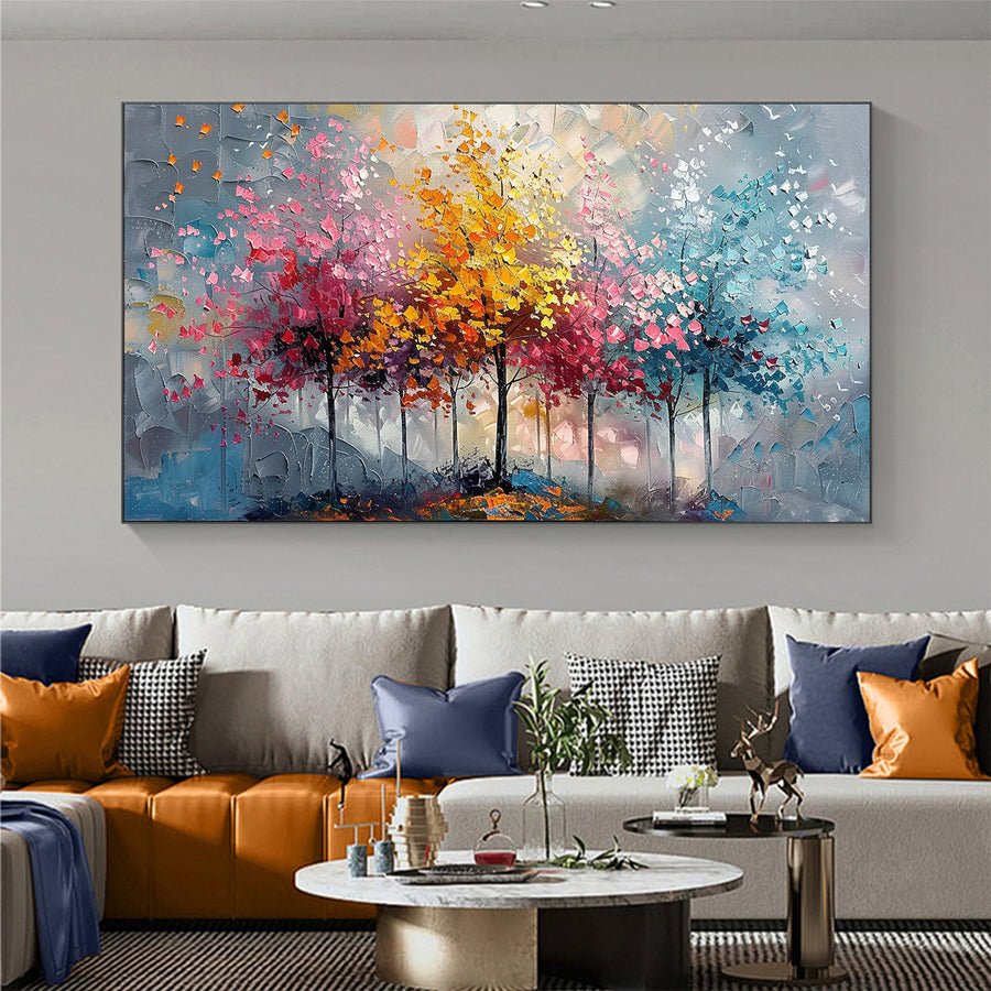 Large Colorful Tree Abstract Wall Art for Home Decor #FT 010 hand-painted oil painting