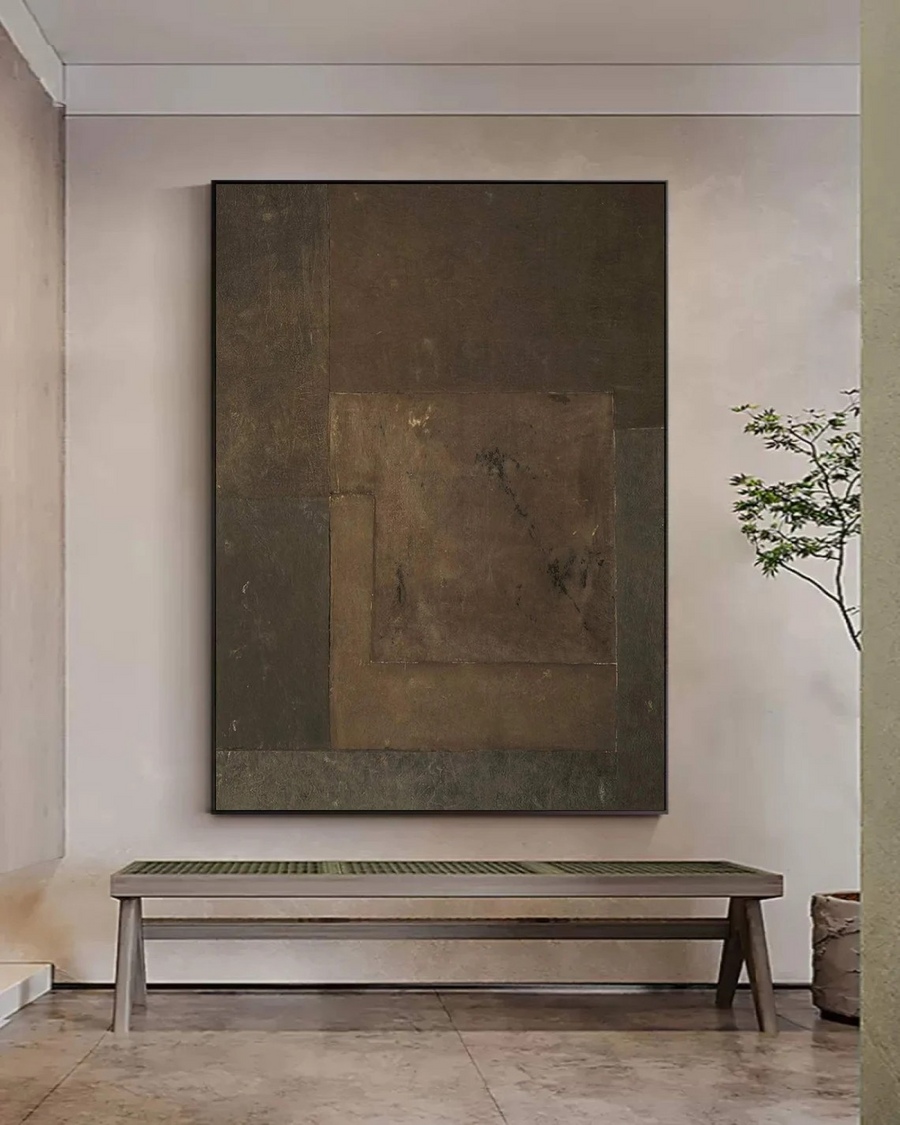 Large Contemporary Brown Abstract, Tactile Depth Wall Art #BGA 104 hand-painted oil painting