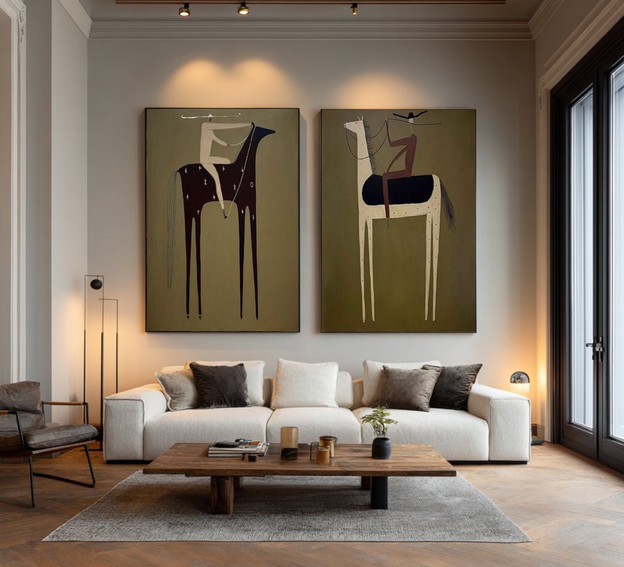 Large Contemporary Equestrian Wall Art #AVG 034 hand-painted oil painting