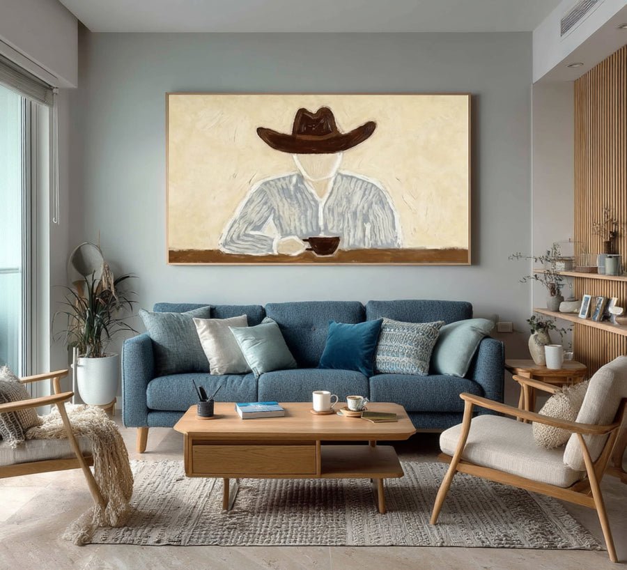 Large Cowboy Portrait Painting #AVG 028 hand-painted oil painting