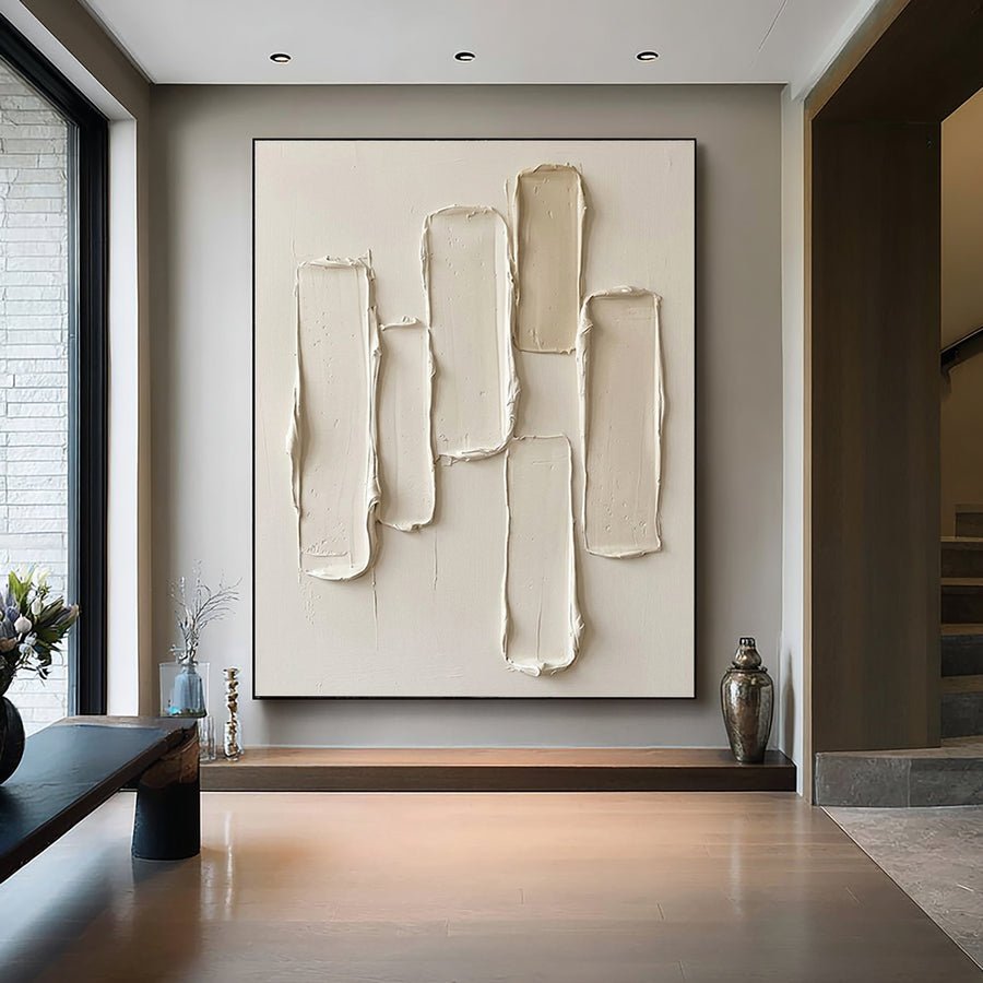 Large Cream Abstract Texture Painting #AVG 044 hand-painted oil painting