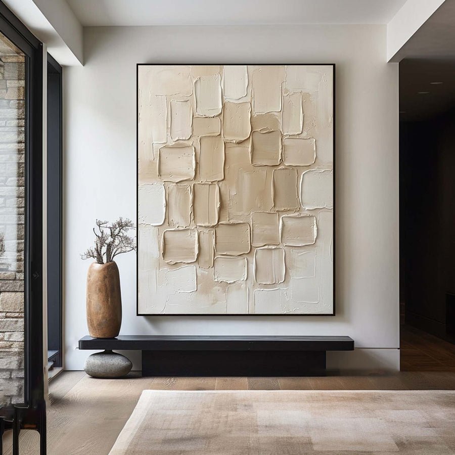 Large Cream Geometry Wall Art #AVG 059 hand-painted oil painting