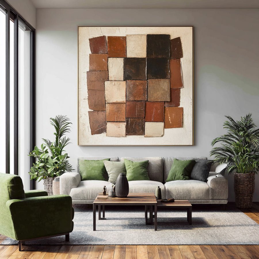 Large Earth Tone Abstract Oil Painting #WAB 007 hand-painted oil painting