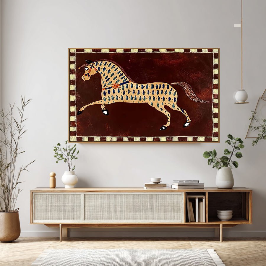 Large Folk Horse Wall Art #AVG 036 hand-painted oil painting