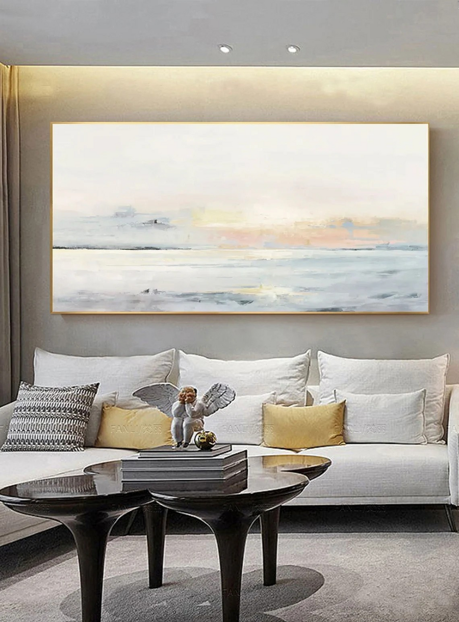 Large Framed Boho Wall Art - Abstract Ocean Art #BGA 008 hand-painted oil painting