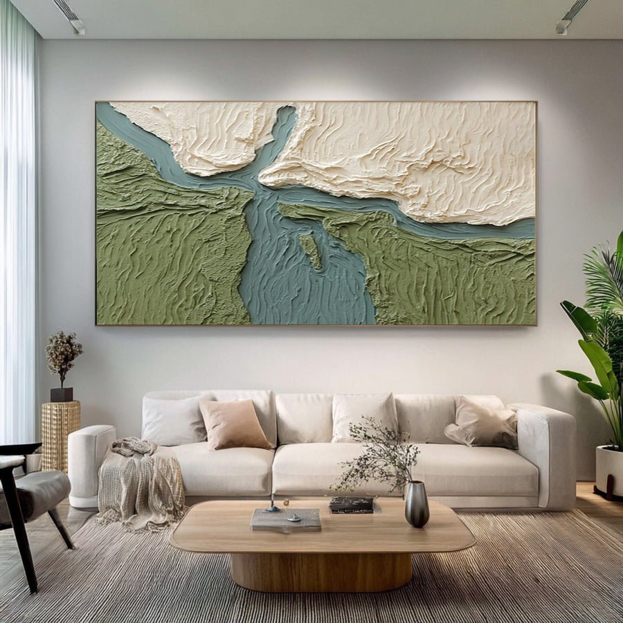 Large Contemporary Green Abstract Landscape Painting | artvistagallery  #WAB 026 hand-painted oil painting