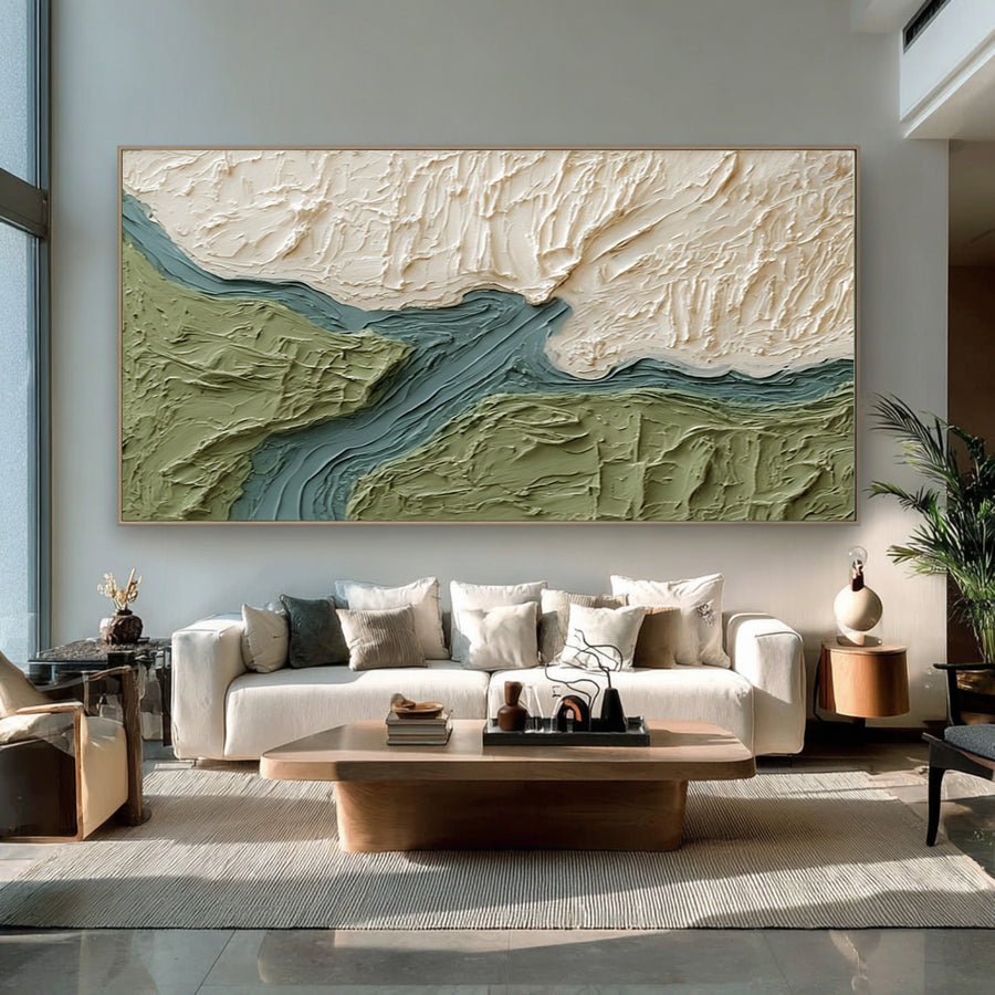 Large Green Landscape Abstract Oil Painting | ArtvistaGallery  #WAB 025 hand-painted oil painting