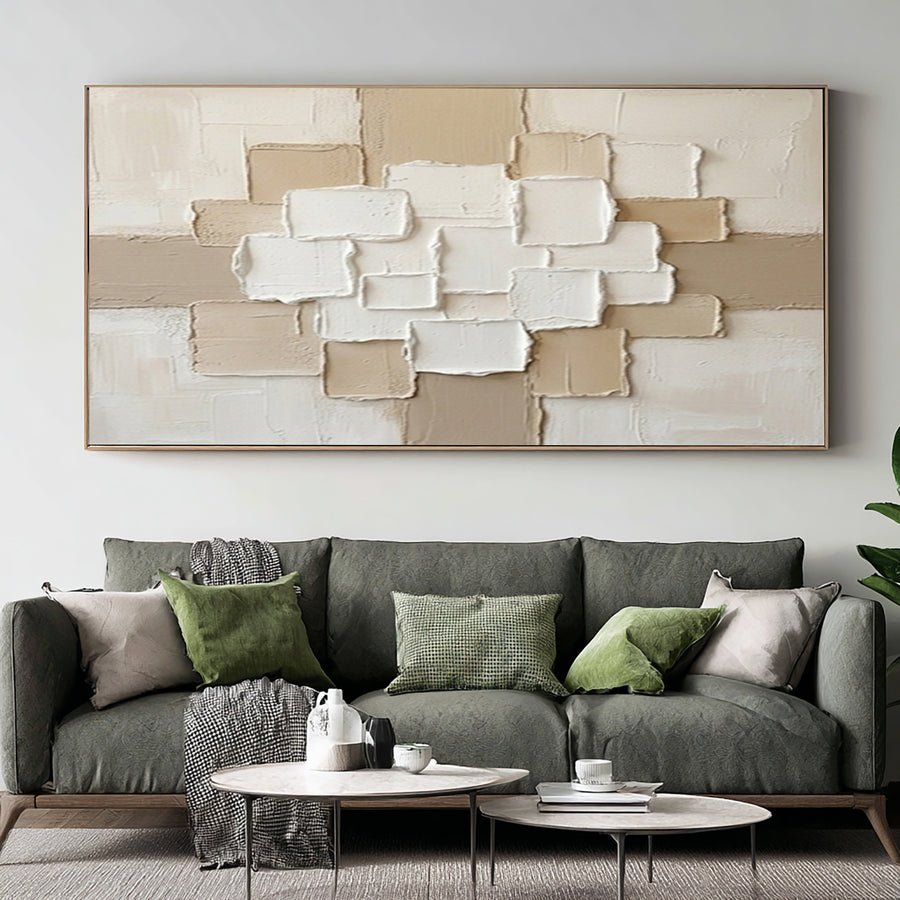 Large Mocha Layered Wall Art #AVG 070 hand-painted oil painting