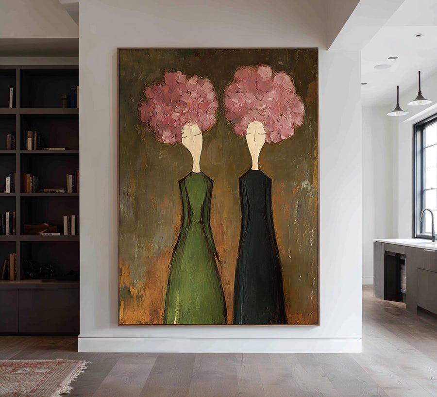 Large Modern Floral Portrait Oil Painting #WAB 042 hand-painted oil painting