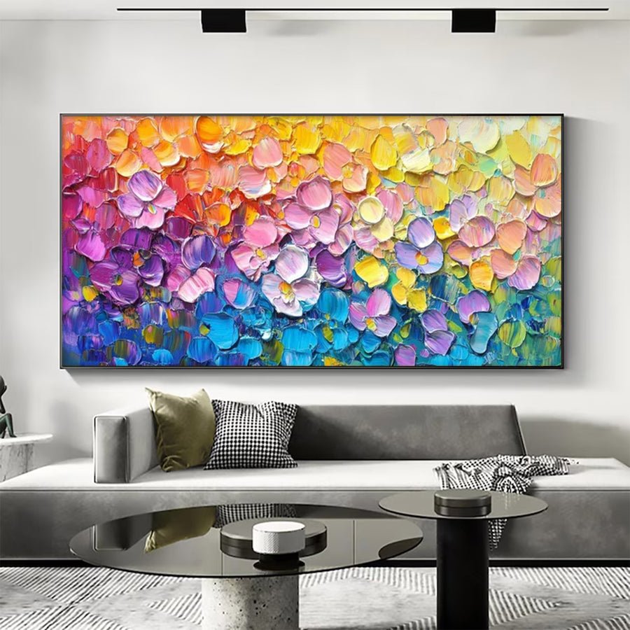Large Modern Textured Floral Field Art | ArtvistaGallery  #WGA 039 hand-painted oil painting