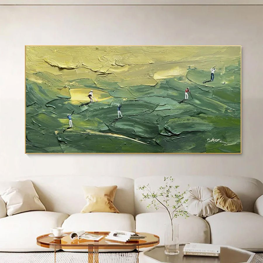 Large Modern Textured Golf Course Art | ArtvistaGallery  #WGA 034 hand-painted oil painting