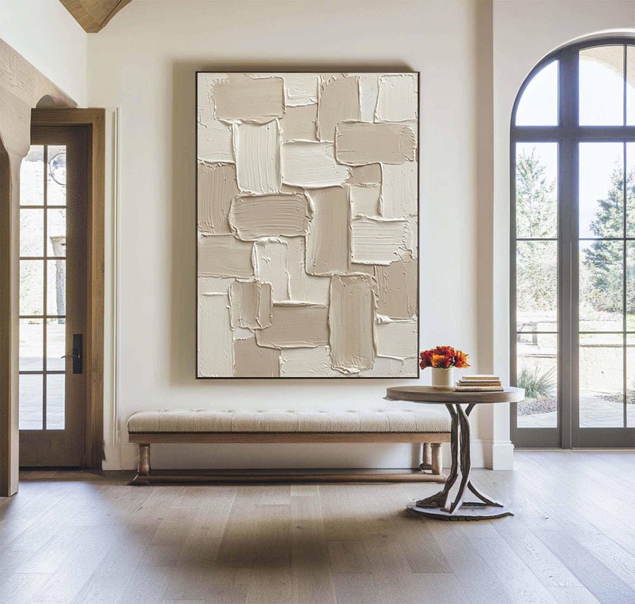 Large Neutral Geometric Texture Painting #AVG 014 hand-painted oil painting