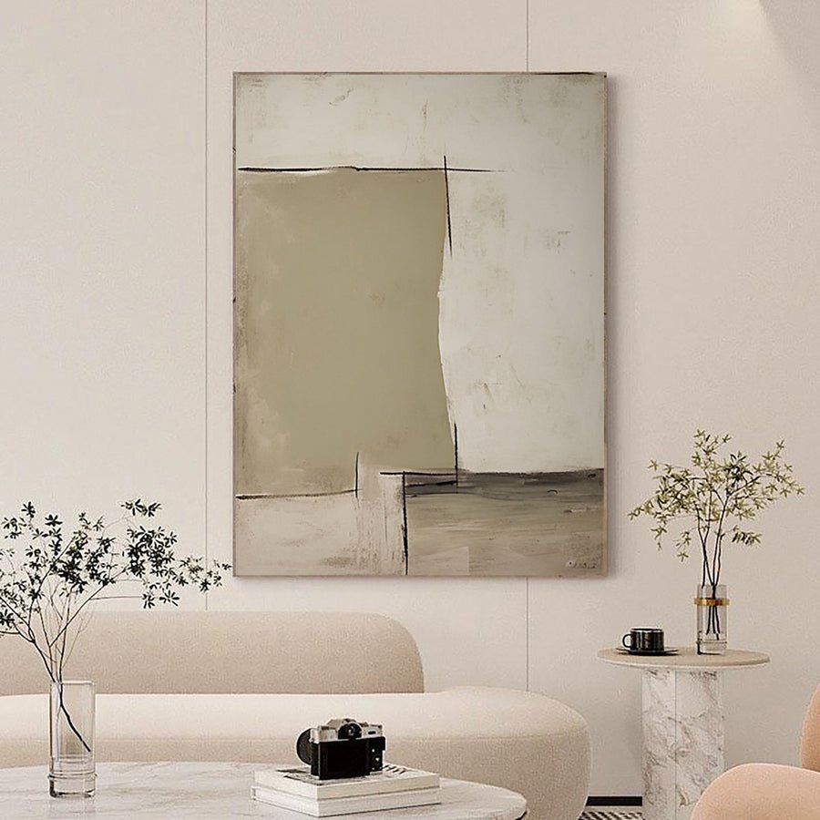 Large Neutral Minimalist Canvas Art for Living Room Decor #BBA 020 hand-painted oil painting