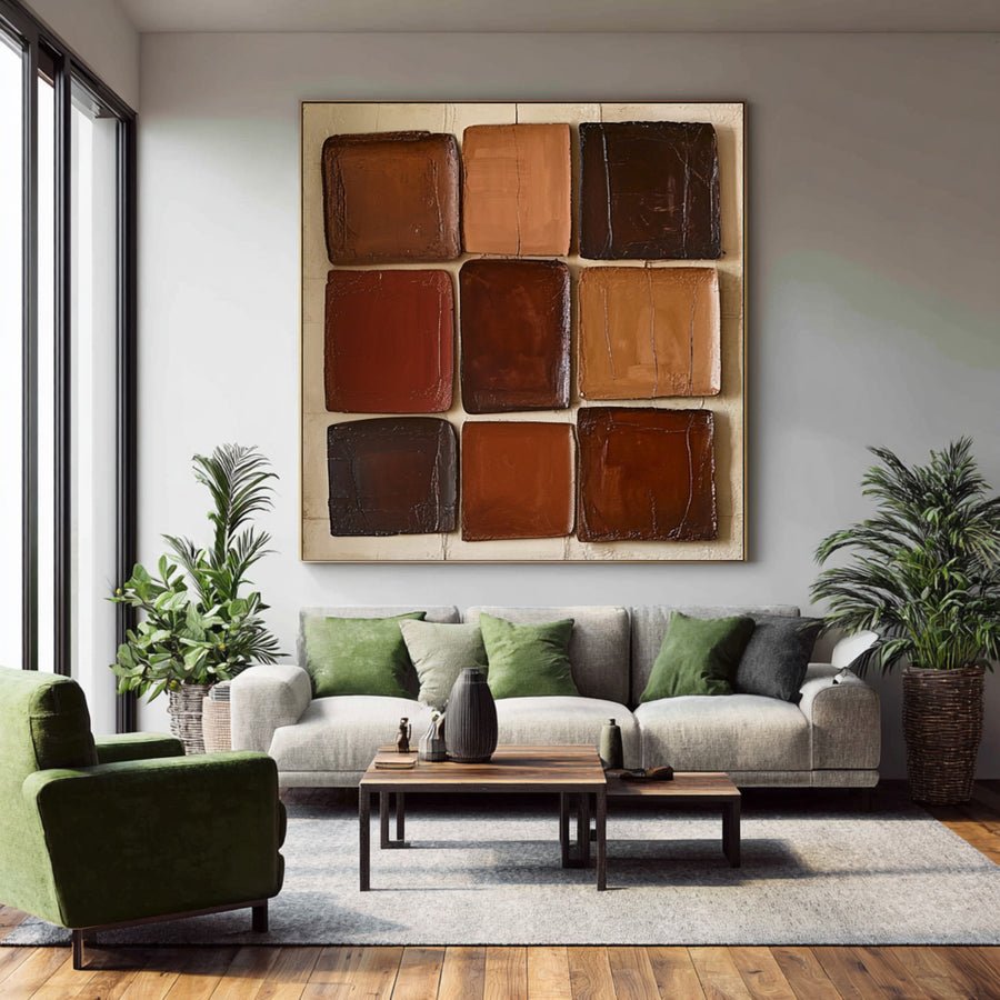 Large Textured Abstract Earth Tone Painting #WAB 009 hand-painted oil painting