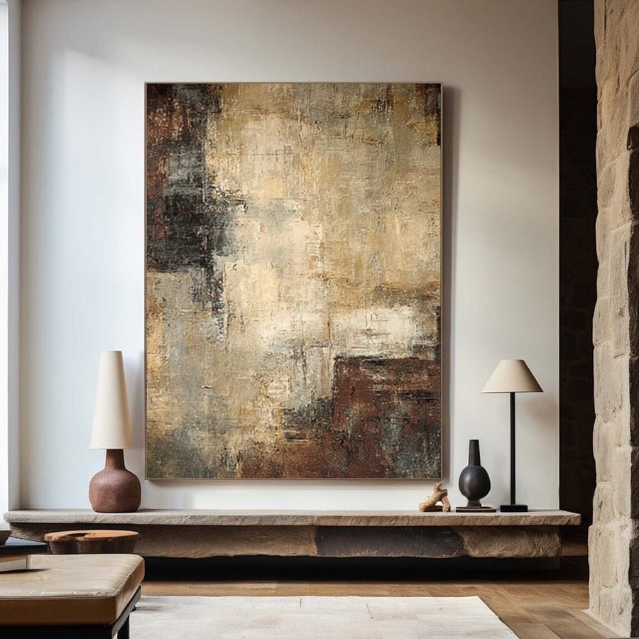 Large Textured Abstract Earth Tones Modern Wall Art #WG 046 hand-painted oil painting