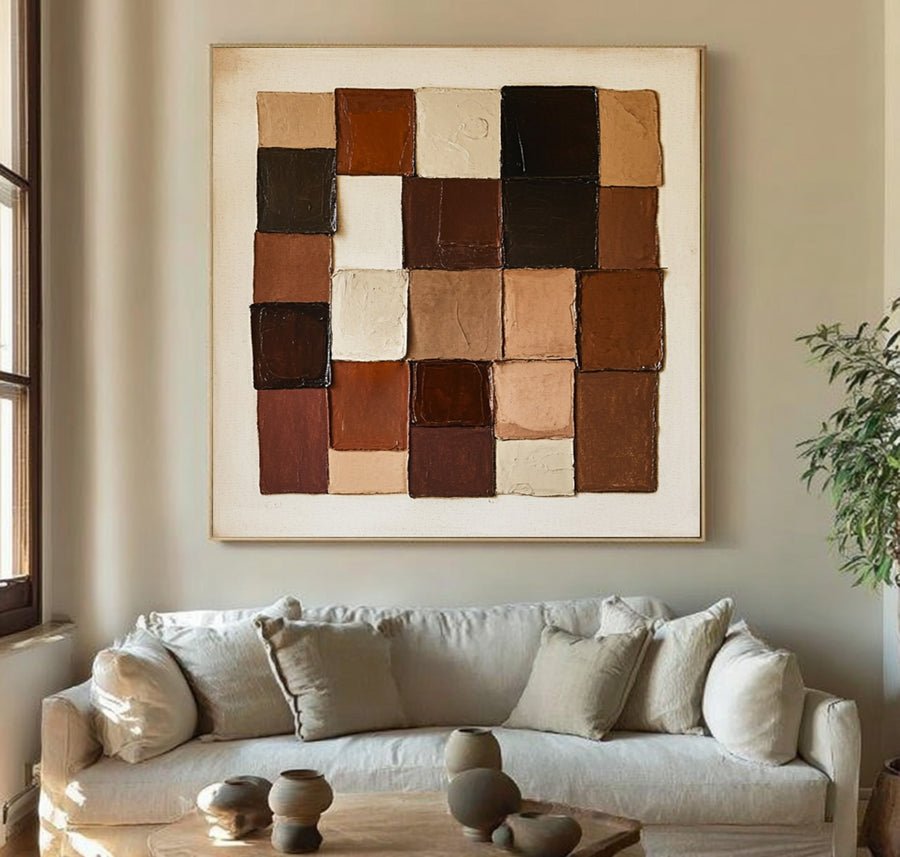 Large Geometric Earth Tone Oil Painting #WAB 010 hand-painted oil painting
