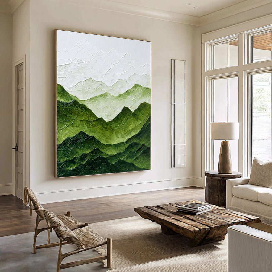 Large Textured Green Landscape Abstract Painting | artvistagallery  #WAB 004 hand-painted oil painting