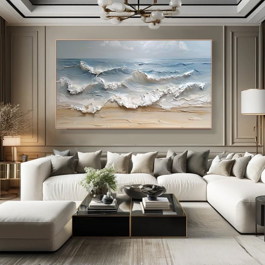 Large Textured Seascape Painting for Living Room Wall Art #OS 001 hand-painted oil painting