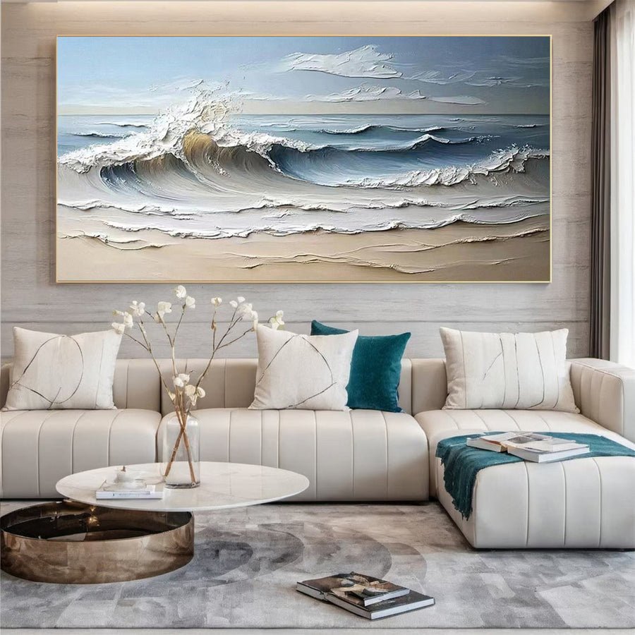 Large Textured Seascape Painting for Living Room Wall Art #OS 030 hand-painted oil painting