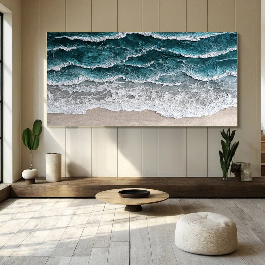 Large Textured Seascape Painting for Living Room Wall Art #OS 031 hand-painted oil painting