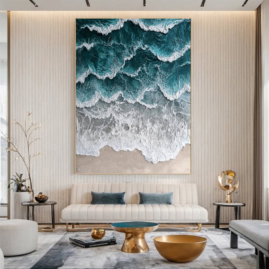 Large Textured Seascape Painting for Living Room Wall Art #OS 034 hand-painted oil painting