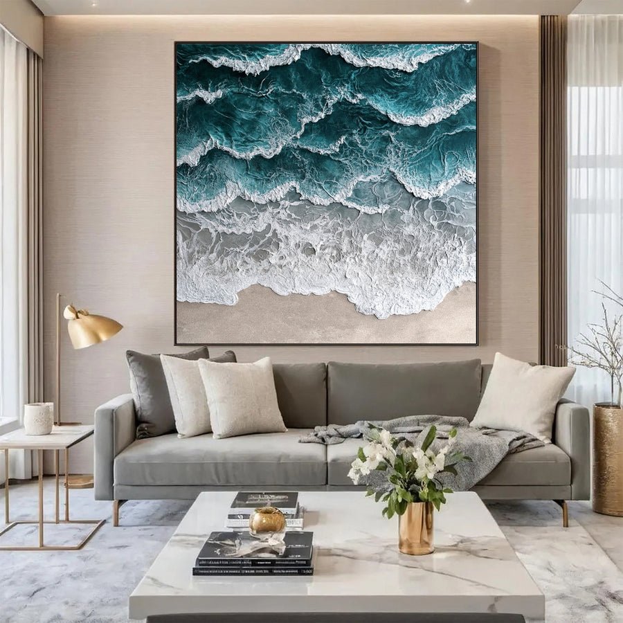Large Textured Seascape Painting for Living Room Wall Art #OS 035 hand-painted oil painting