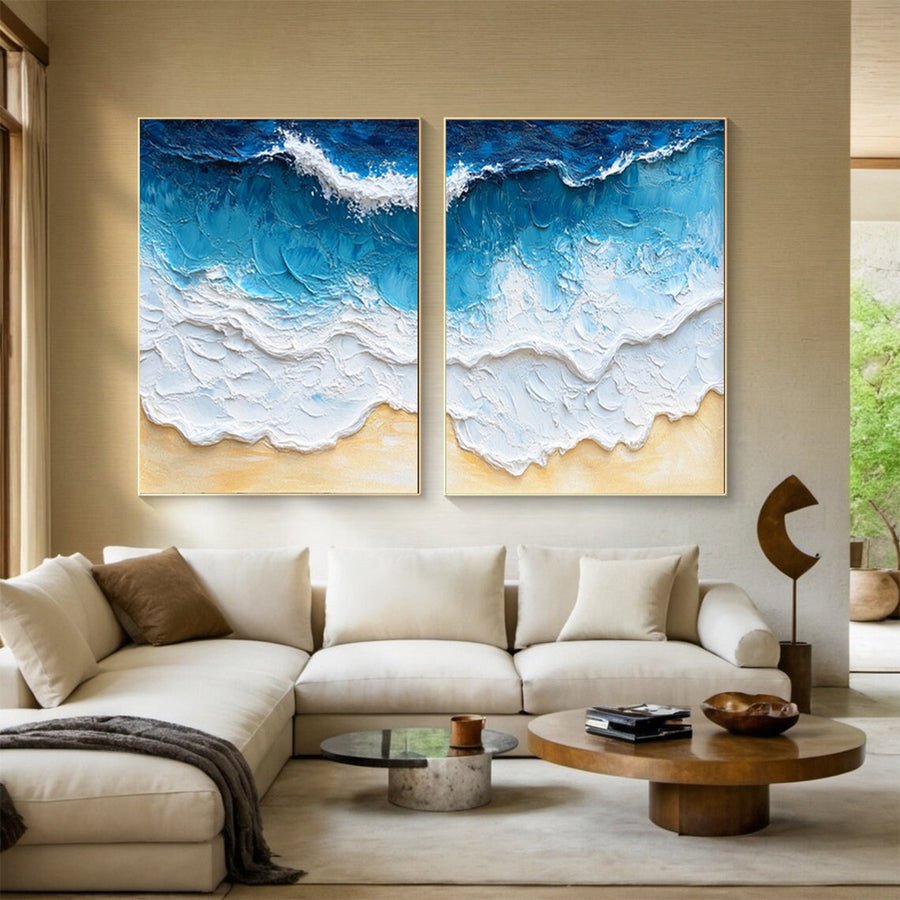 Large Textured Seascape Painting for Living Room Wall Art #OS 036 hand-painted oil painting