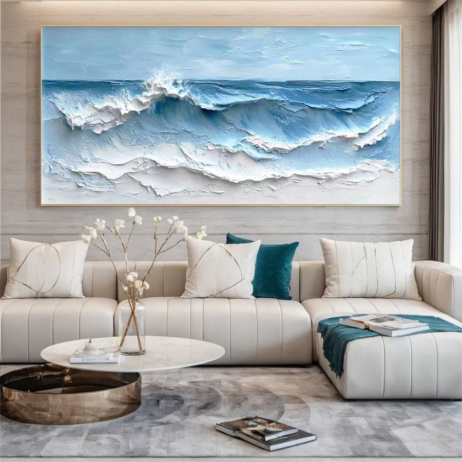 Large Textured Seascape Painting for Living Room Wall Art #OS 039 hand-painted oil painting
