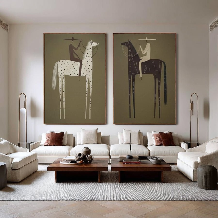 Large Tribal Horse Rider Wall Art #AVG 033 hand-painted oil painting