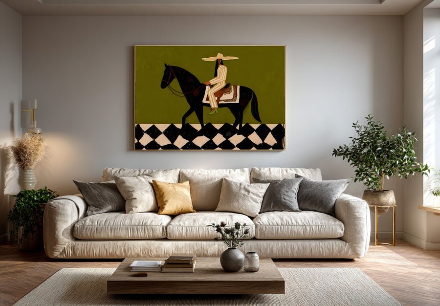 Large Western Rider Wall Art #AVG 035 hand-painted oil painting
