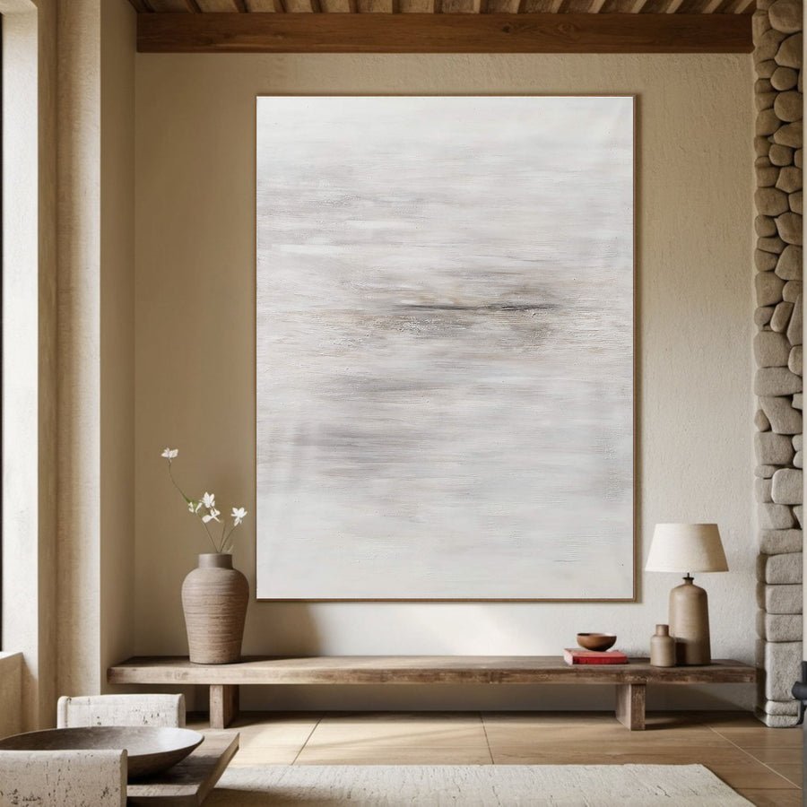 Large White Minimalist Canvas With Subtle Variations #BGA 038 hand-painted oil painting